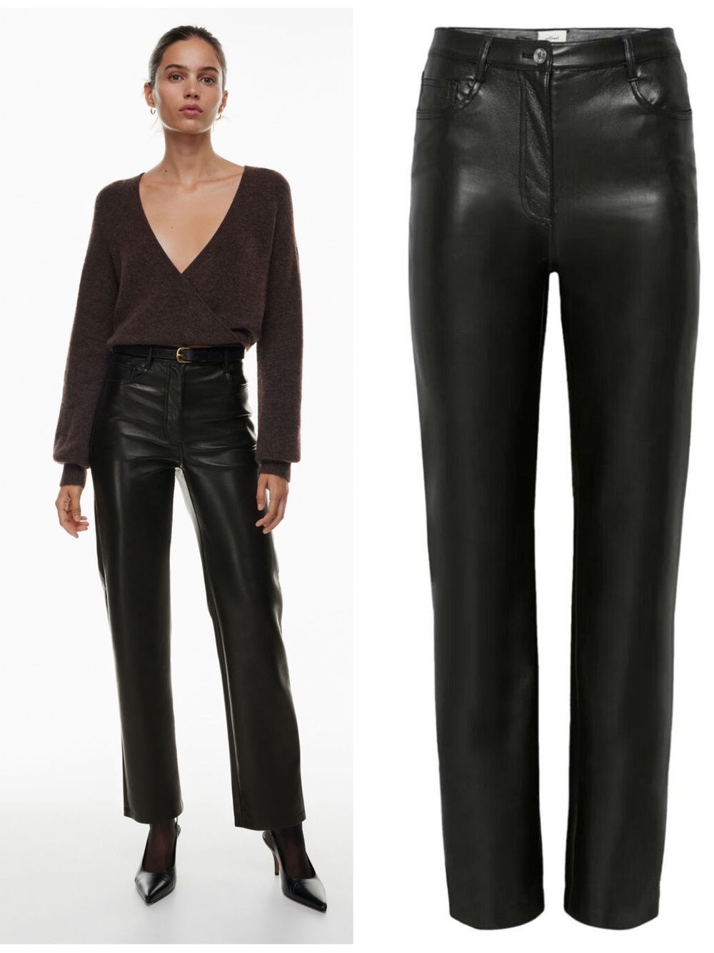 Aritzia Wilfred Faux Leather Pants Melina High Waist Black 2 Capsule Minimalist